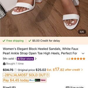 Stylish White Faux Pearl Ankle Strap Heels